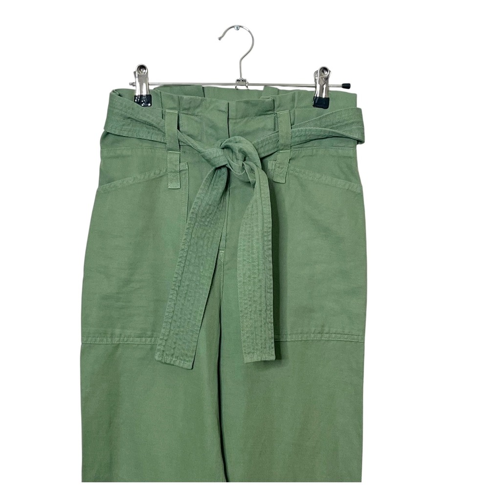 A.L.C. Cobin Pant Green Paperbag Waist Linen Blend Minimalist Chic 00 - Picture 3 of 12